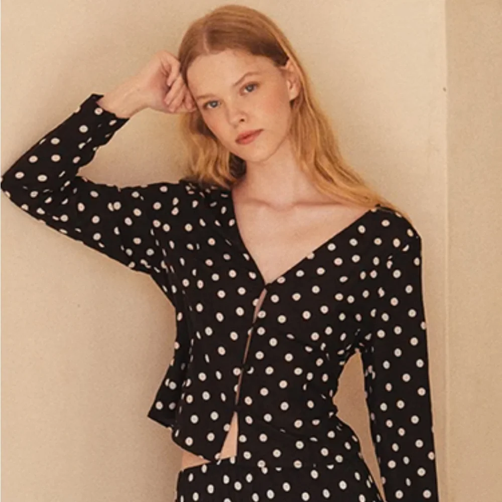 Ciao Lucia Black and White Polka Dot Top - Picture 3 of 7